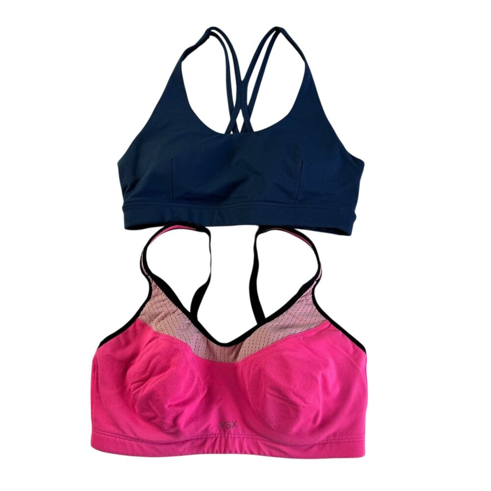 Victoria's Secret & Zella Sports Bra Lot of 2 Size Small Pink & Blue